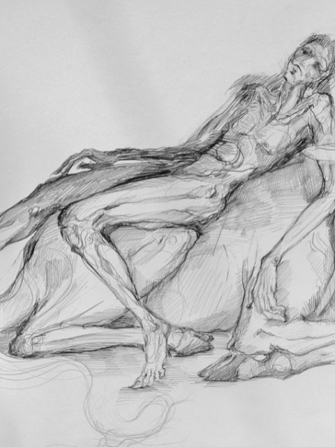 Erschöpfte Europa auf dem Gnu